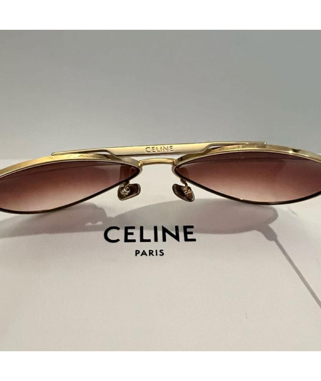 CELINE Золотые металлические солнцезащитные очки, фото 3