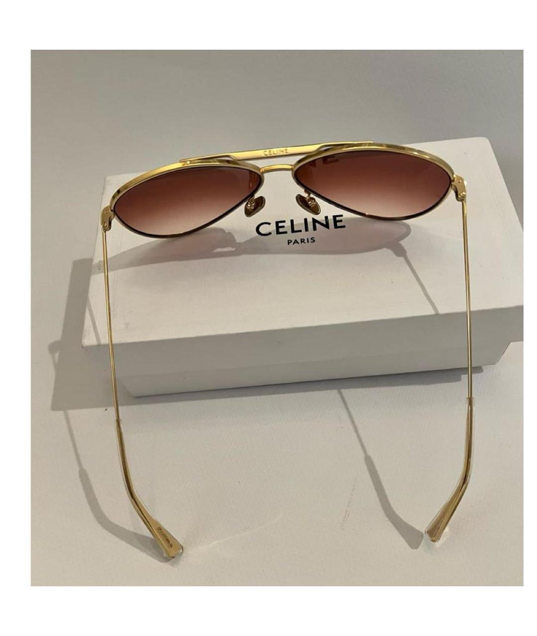 CELINE Золотые металлические солнцезащитные очки, фото 6