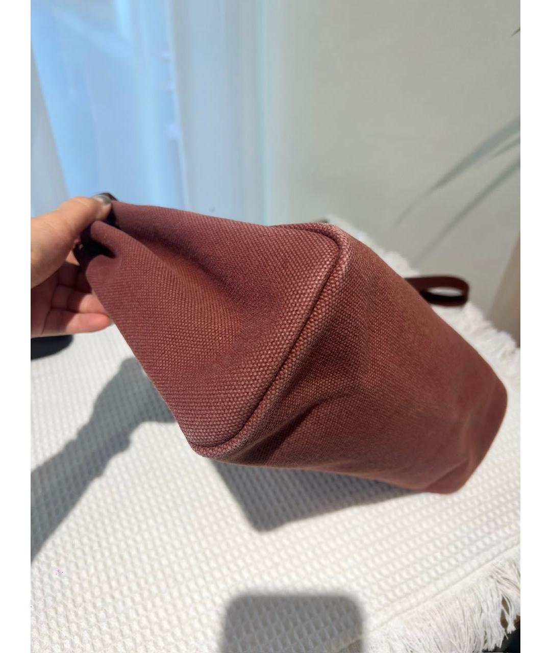HERMES Бордовая жаккардовая сумка с короткими ручками, фото 5