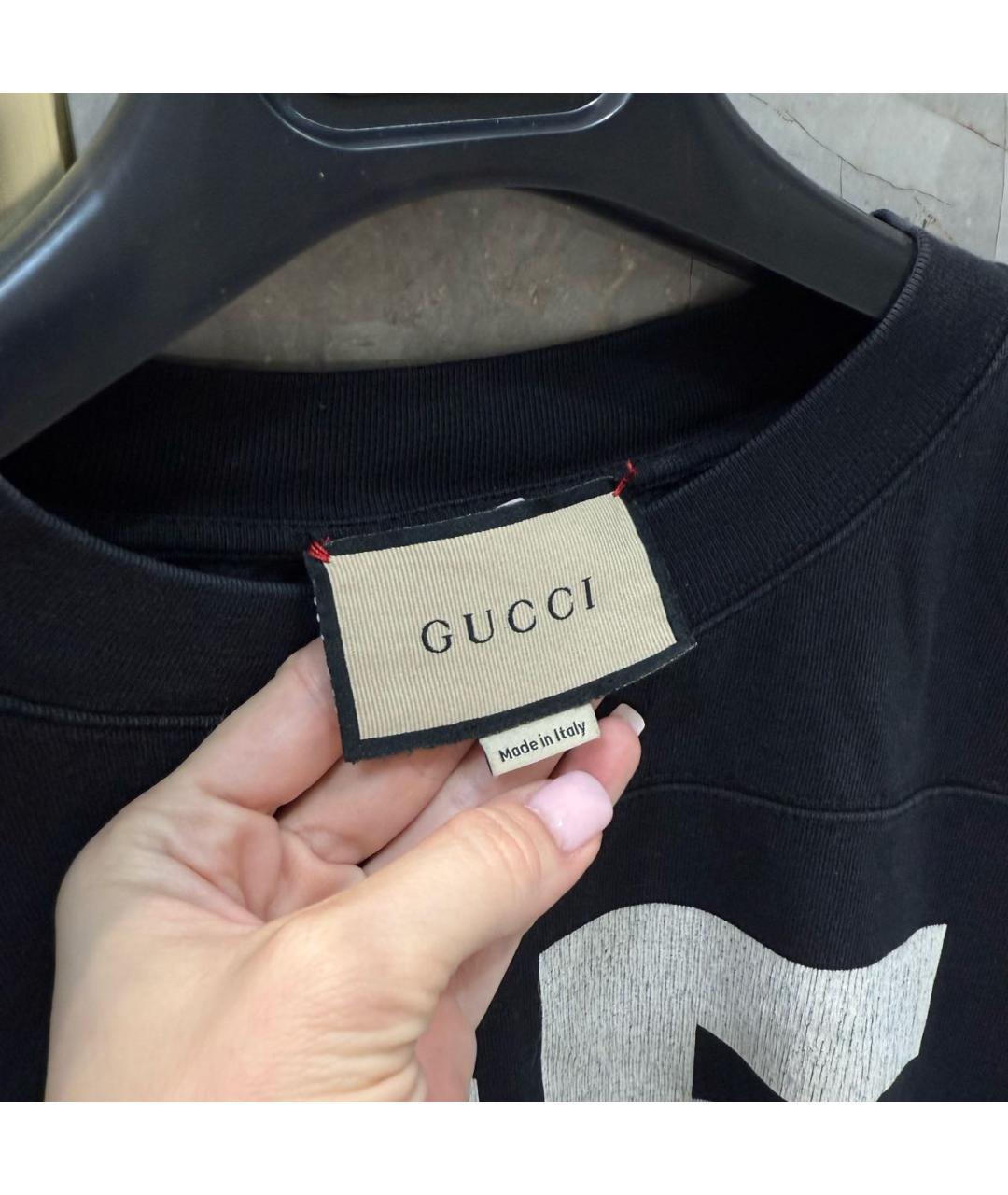 GUCCI Черная хлопковая футболка, фото 4
