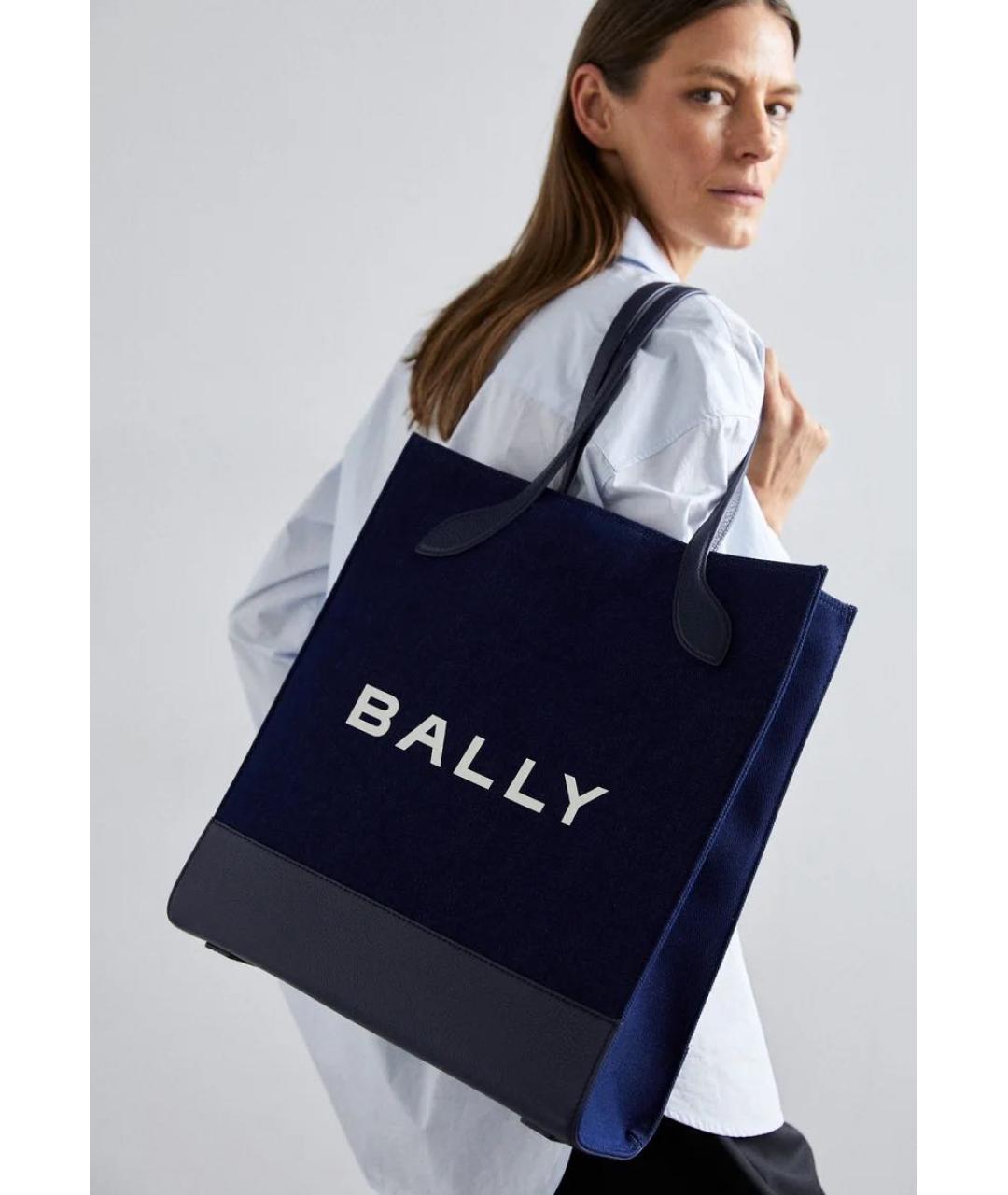 BALLY Темно-синяя хлопковая сумка тоут, фото 3