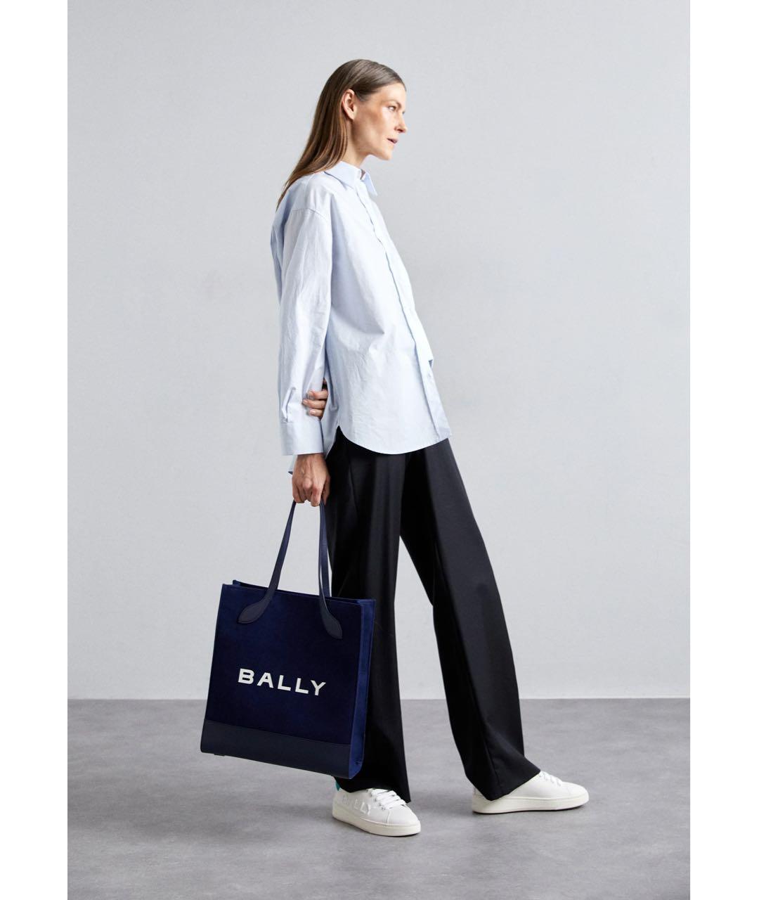 BALLY Темно-синяя хлопковая сумка тоут, фото 2