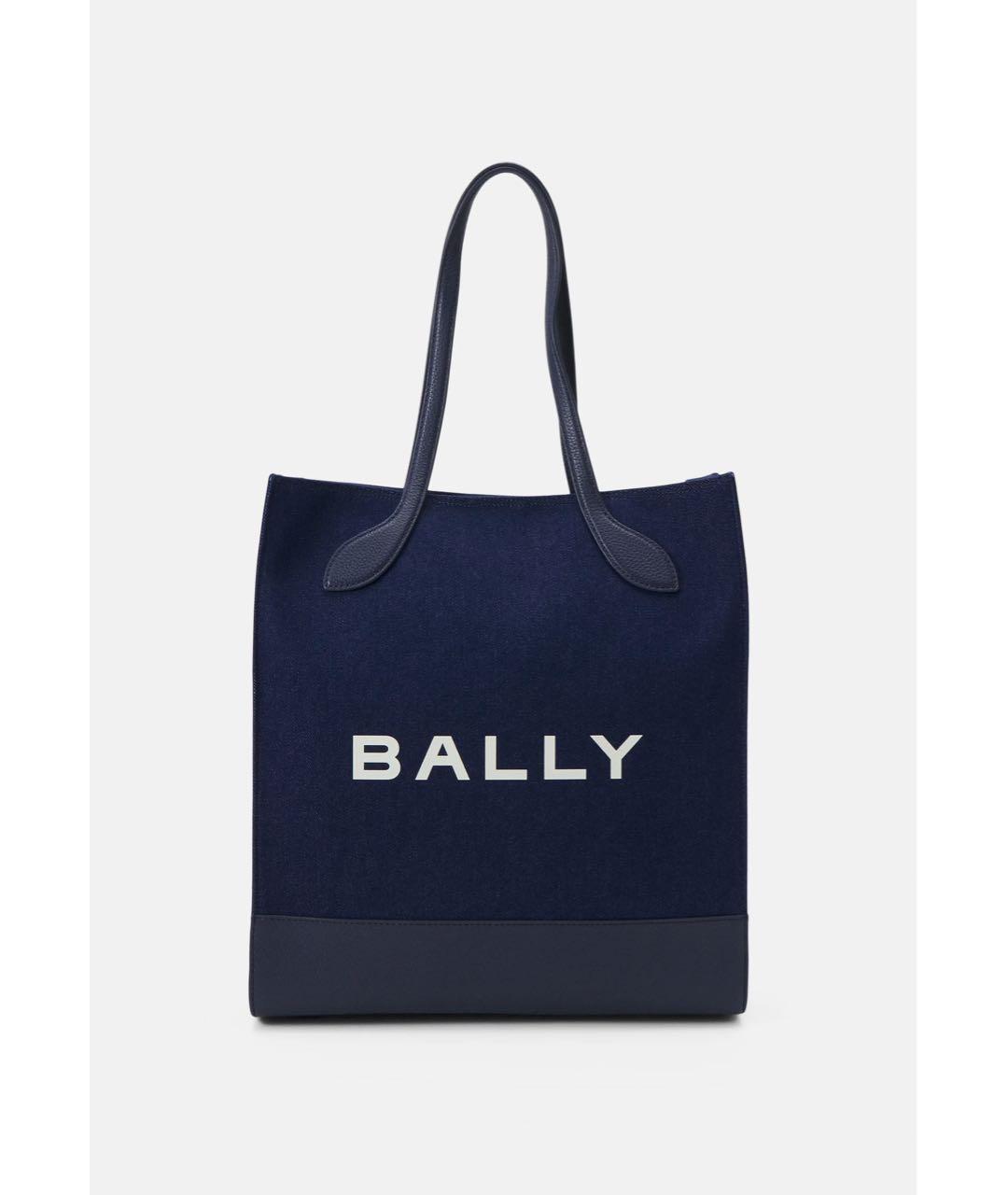 BALLY Темно-синяя хлопковая сумка тоут, фото 5
