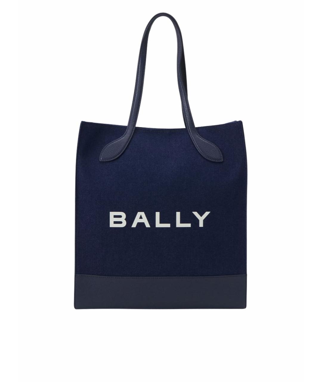 BALLY Темно-синяя хлопковая сумка тоут, фото 1