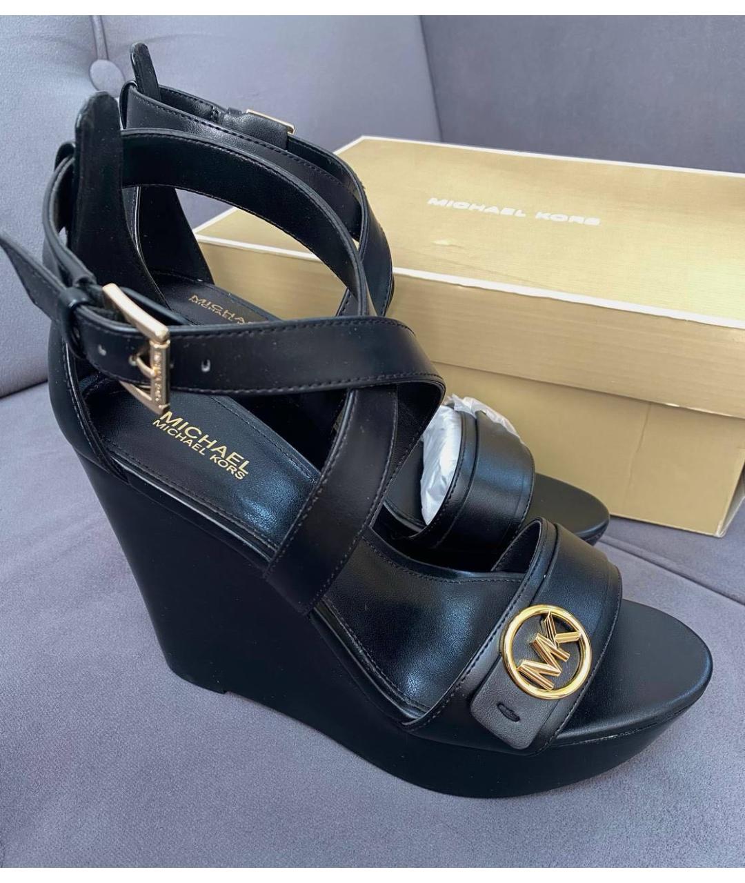 MICHAEL KORS Черные босоножки из искусственной кожи, фото 2