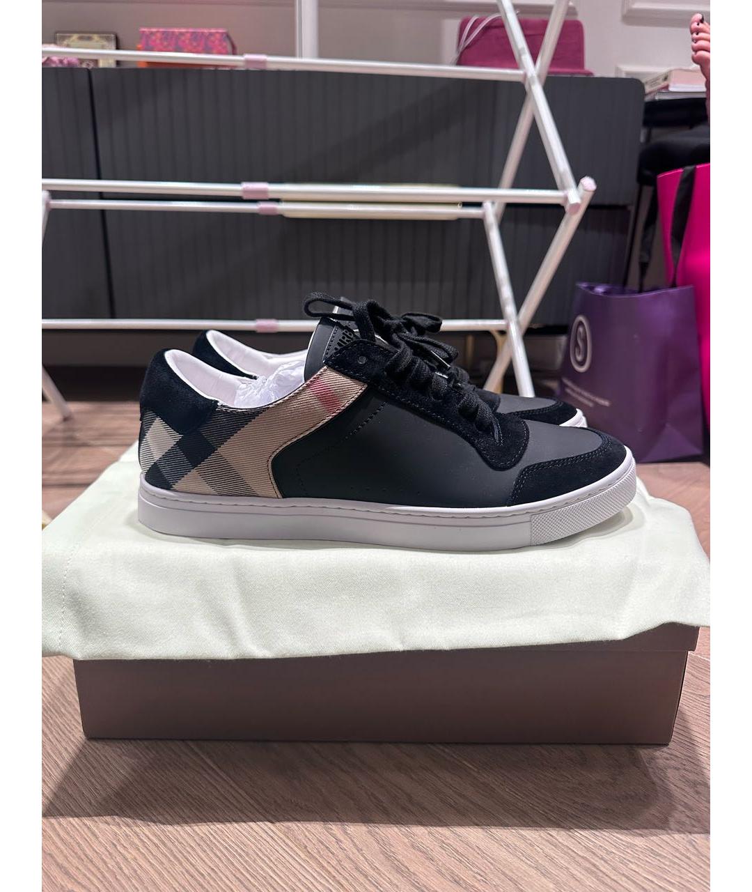 BURBERRY Черные низкие кроссовки / кеды, фото 5