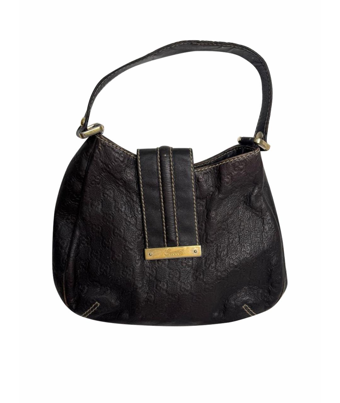 GUCCI Черная кожаная сумка с короткими ручками, фото 1