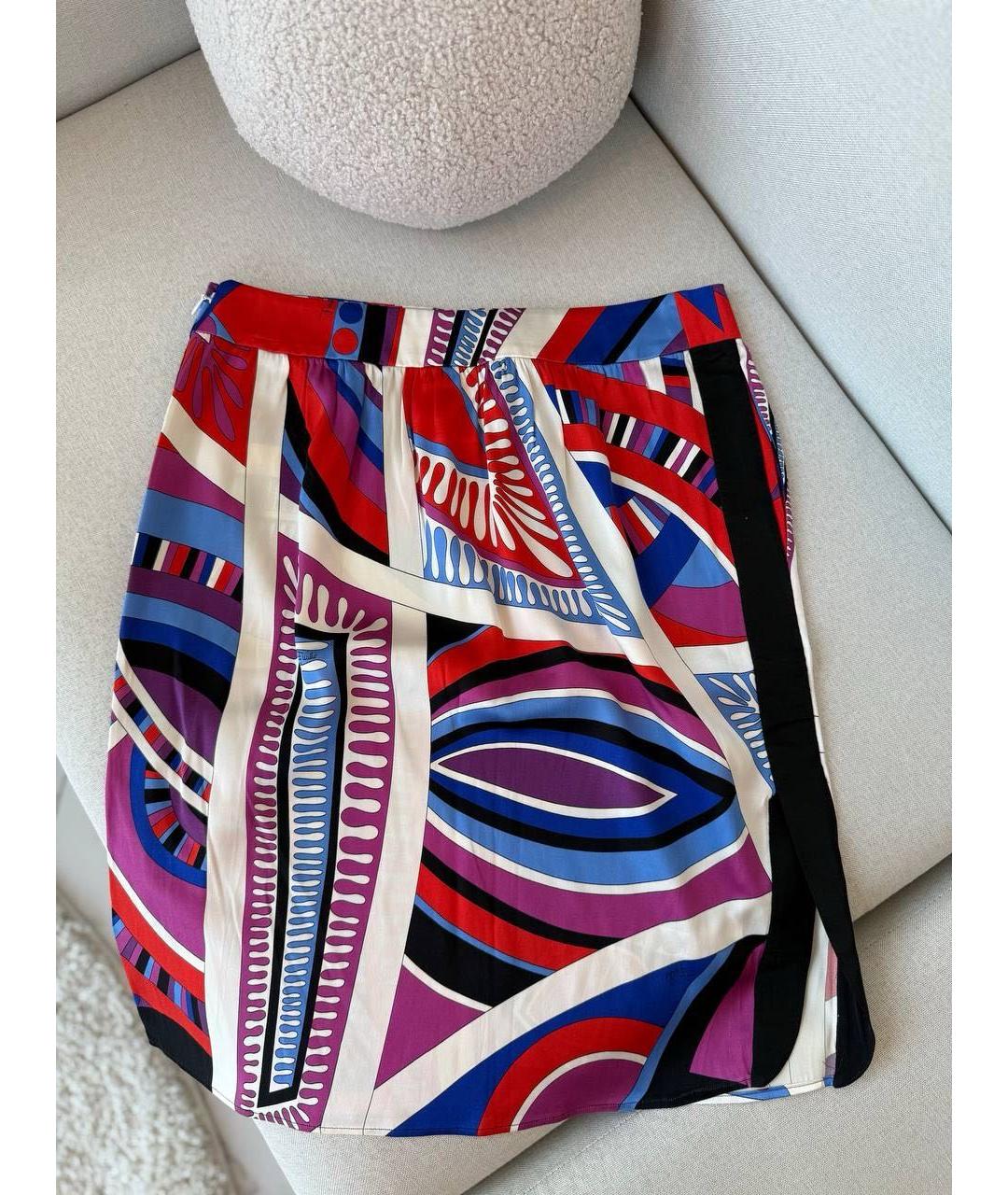EMILIO PUCCI Мульти шелковая юбка мини, фото 2