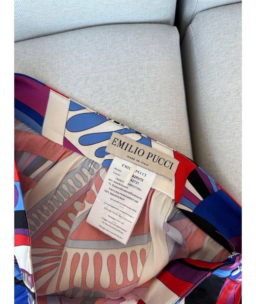 EMILIO PUCCI Мульти шелковая юбка мини, фото 3
