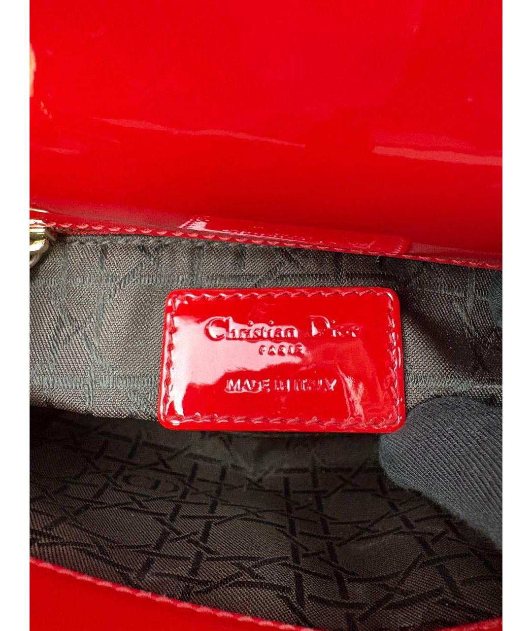 CHRISTIAN DIOR Красная кожаная сумка с короткими ручками, фото 8