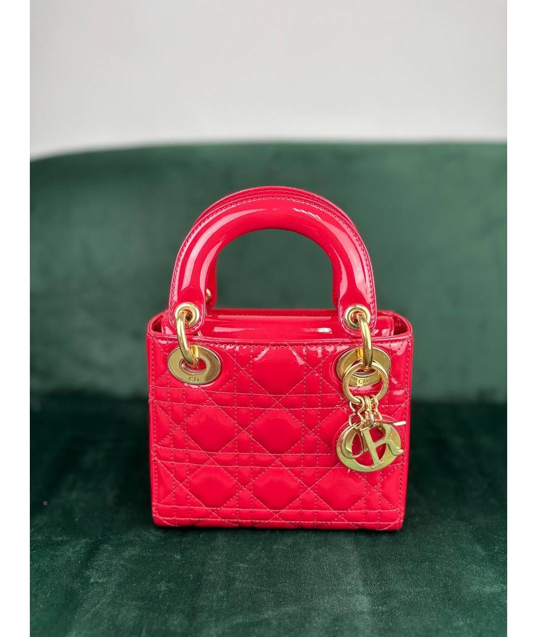 CHRISTIAN DIOR Красная кожаная сумка с короткими ручками, фото 2