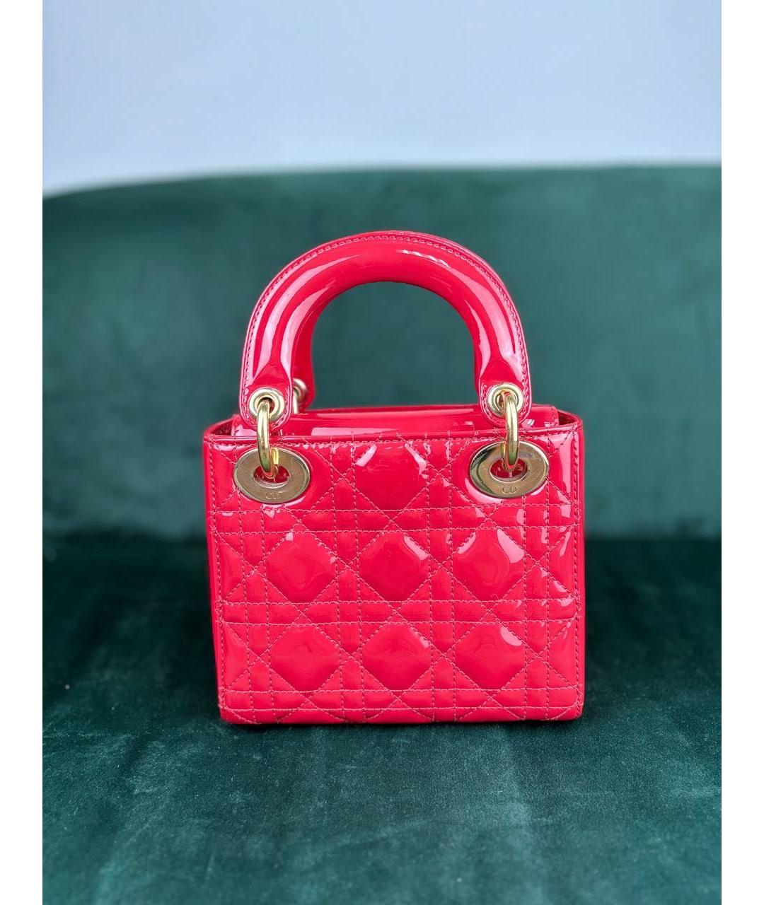 CHRISTIAN DIOR Красная кожаная сумка с короткими ручками, фото 3
