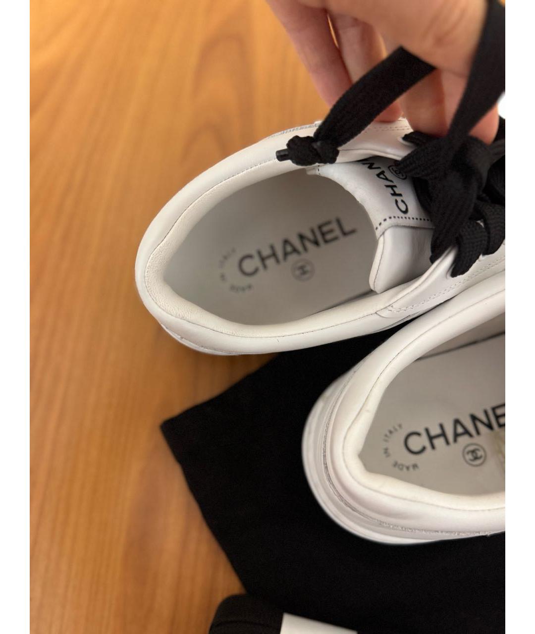 CHANEL Белые кожаные кеды, фото 5