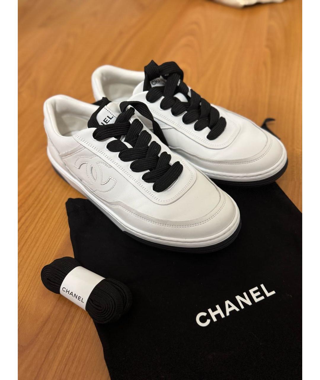 CHANEL Белые кожаные кеды, фото 6