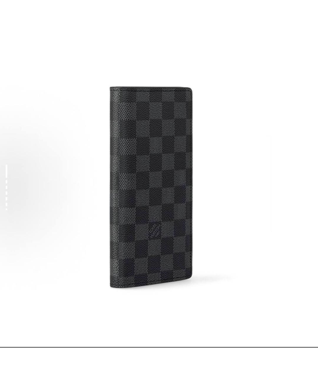 LOUIS VUITTON Черный кожаный кошелек, фото 3