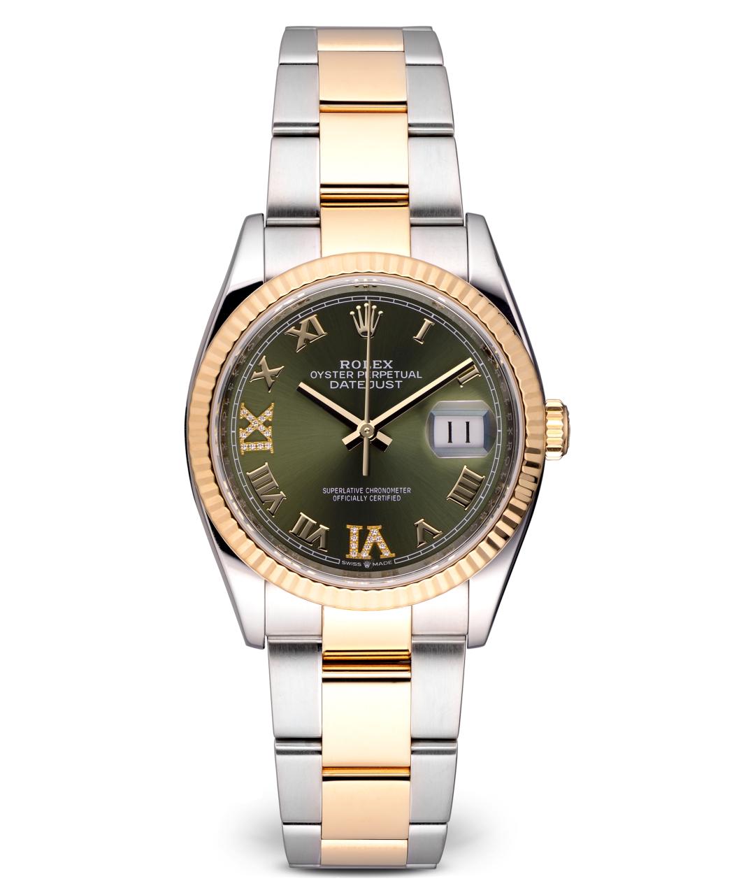 ROLEX Зеленые часы из желтого золота, фото 7