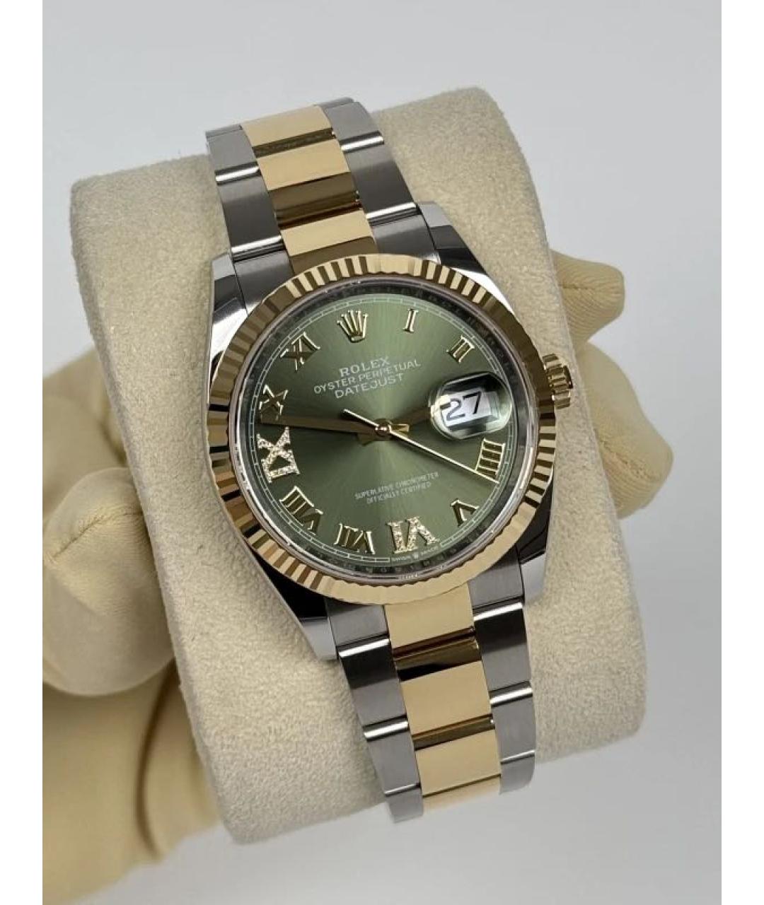 ROLEX Зеленые часы из желтого золота, фото 4