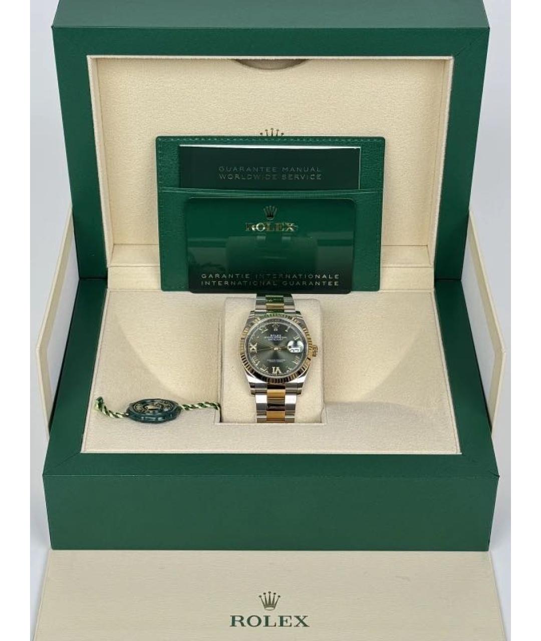 ROLEX Зеленые часы из желтого золота, фото 5