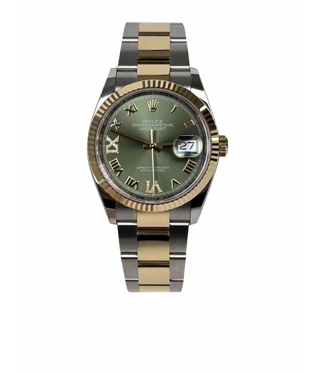 ROLEX Зеленые часы из желтого золота, фото 2