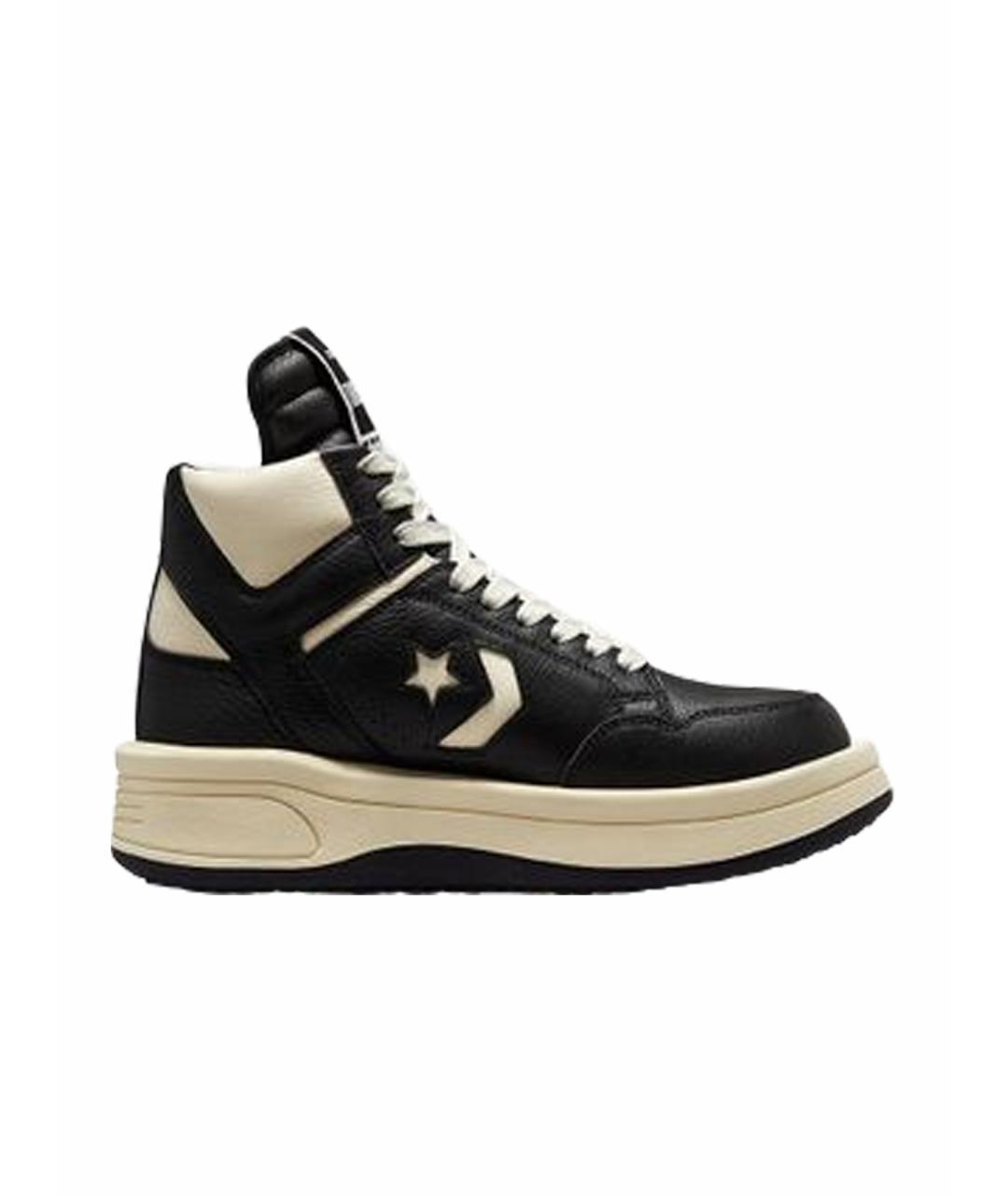 RICK OWENS DRKSHDW Черные кожаные высокие кроссовки / кеды, фото 1