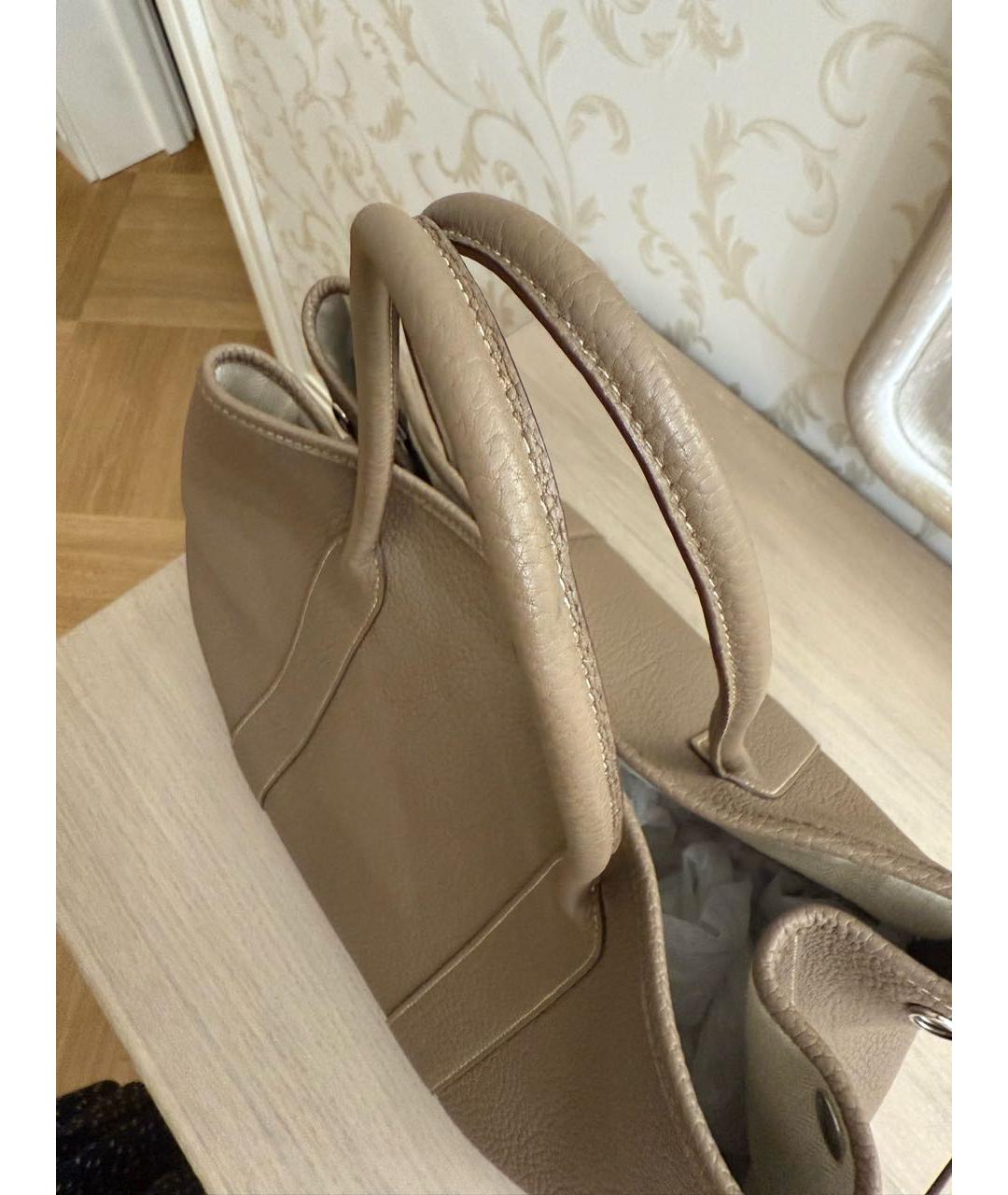 HERMES Бежевая кожаная сумка тоут, фото 8