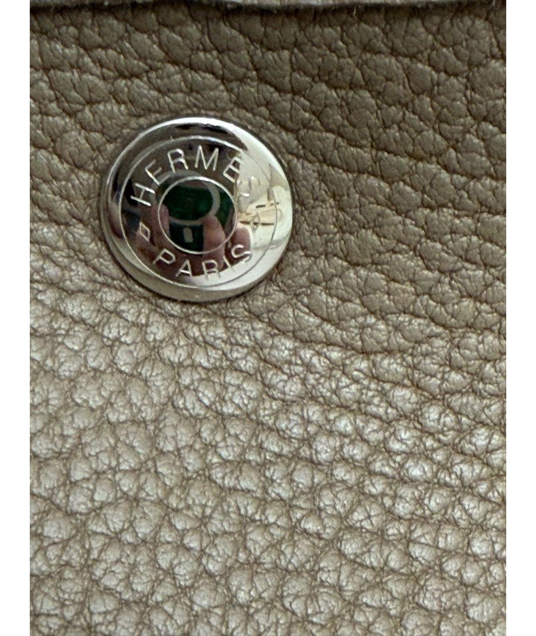 HERMES Бежевая кожаная сумка тоут, фото 7