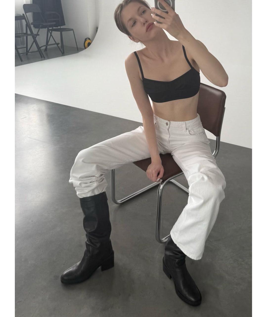 HELMUT LANG Черные кожаные сапоги, фото 6