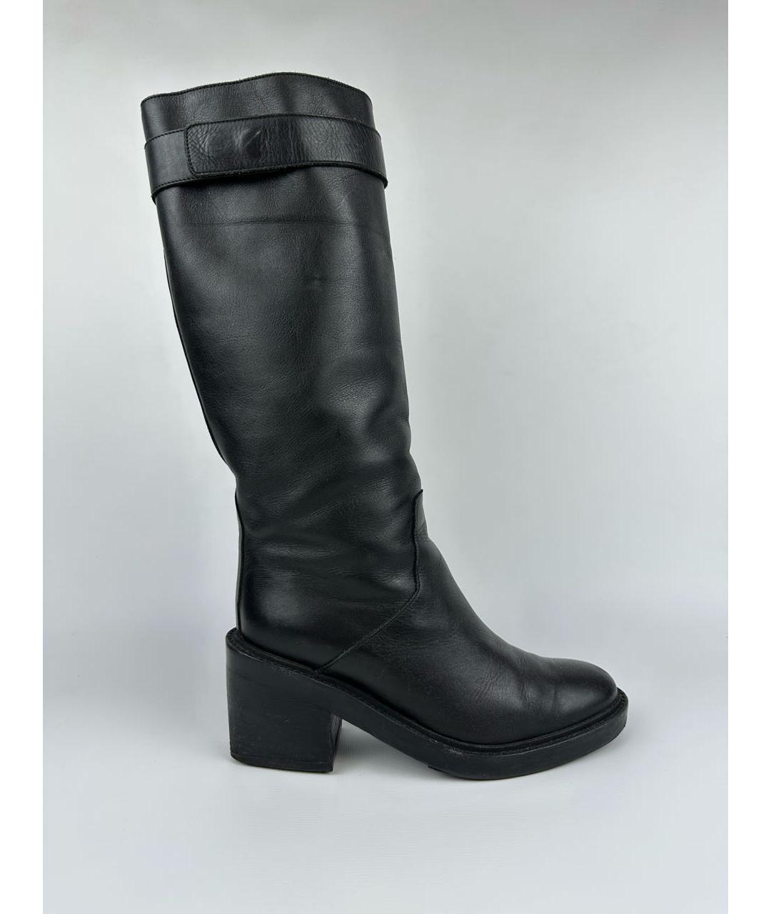 HELMUT LANG Черные кожаные сапоги, фото 8