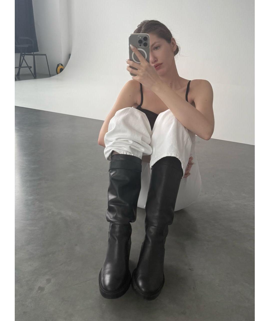 HELMUT LANG Черные кожаные сапоги, фото 5