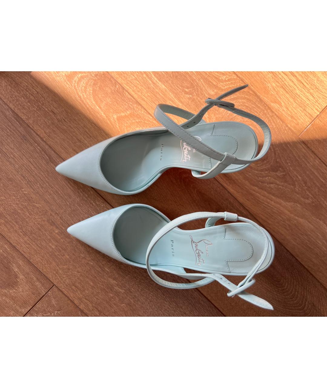 CHRISTIAN LOUBOUTIN Бирюзовые кожаные туфли, фото 6