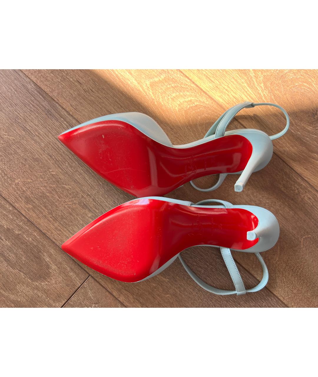 CHRISTIAN LOUBOUTIN Бирюзовые кожаные туфли, фото 7