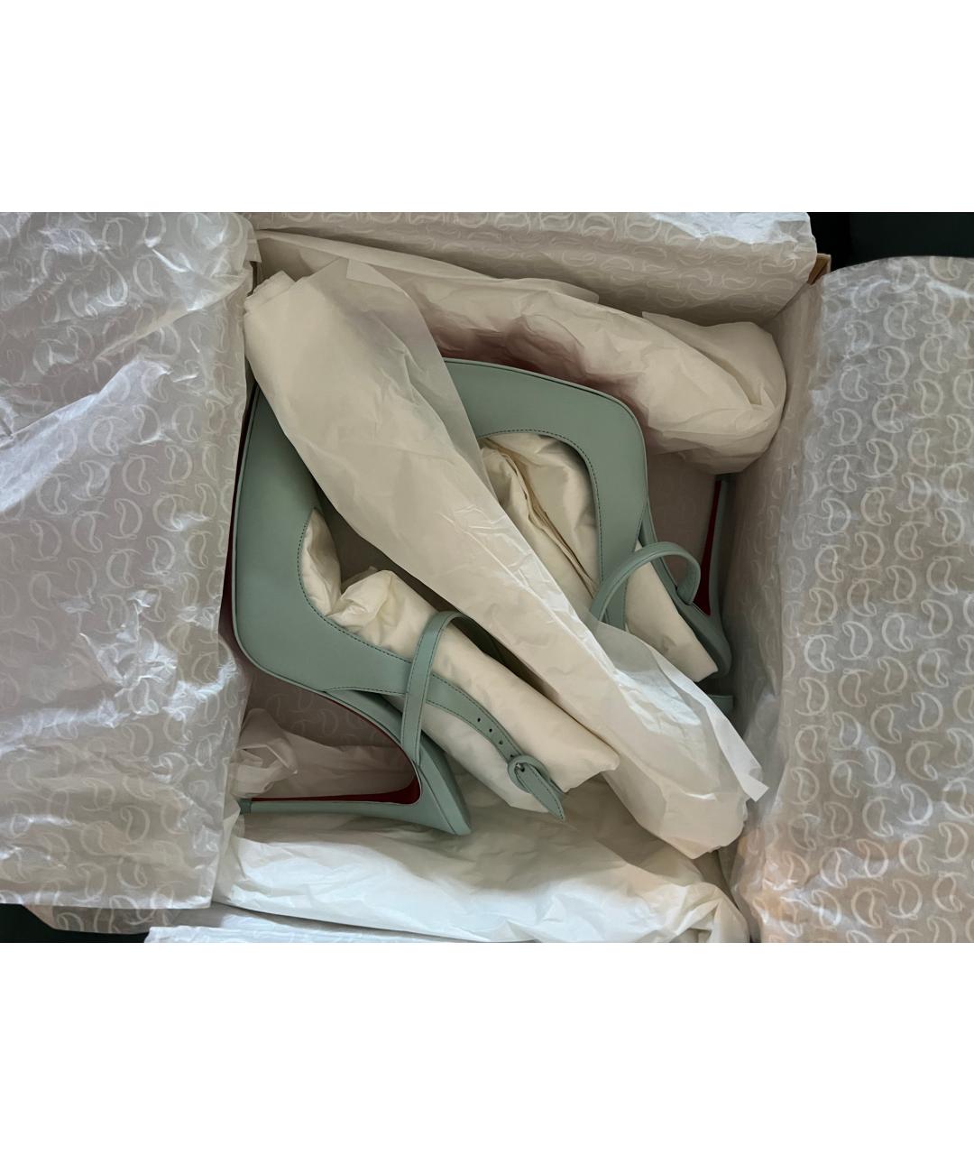CHRISTIAN LOUBOUTIN Бирюзовые кожаные туфли, фото 8