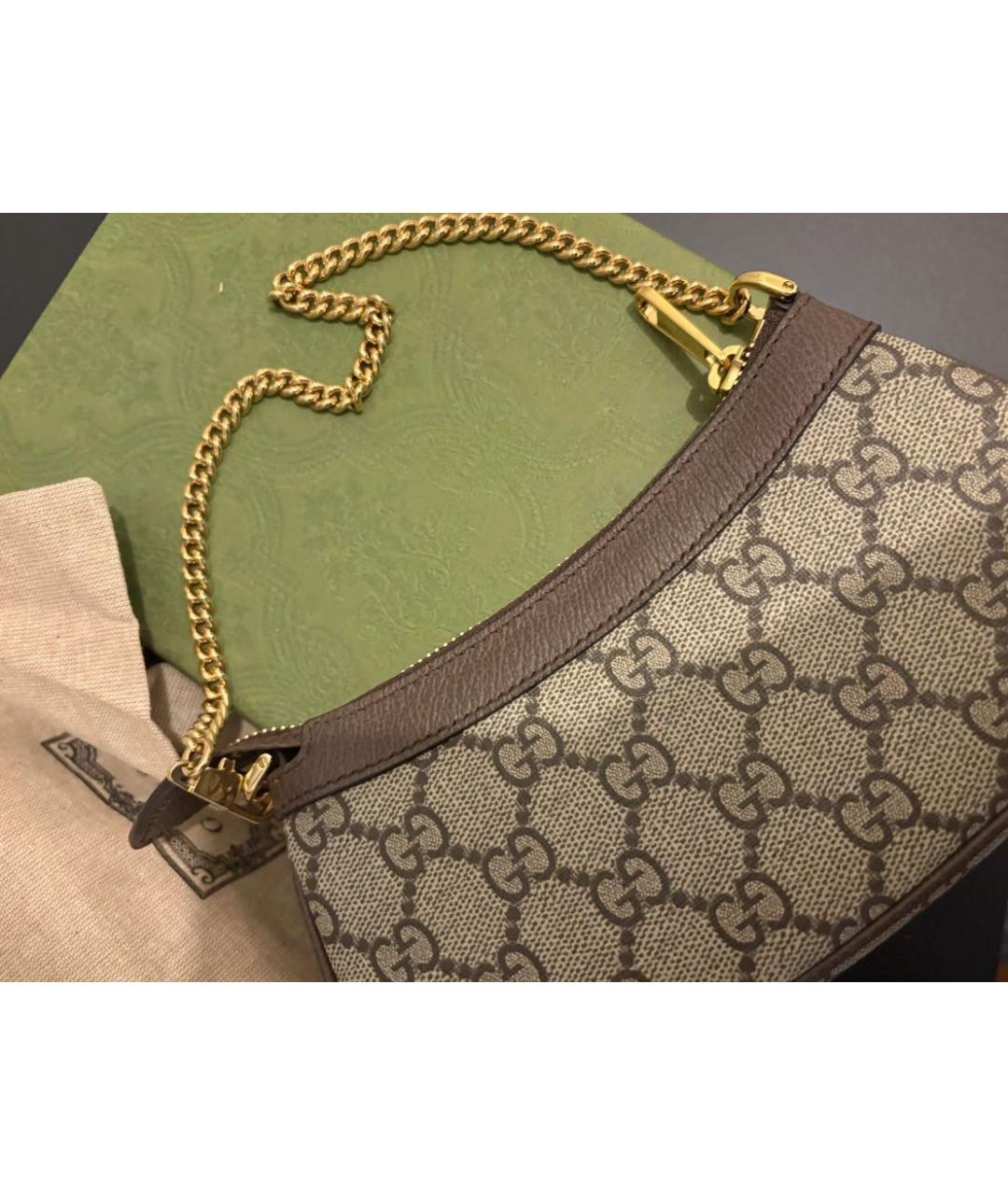 GUCCI Коричневая кожаная сумка через плечо, фото 2