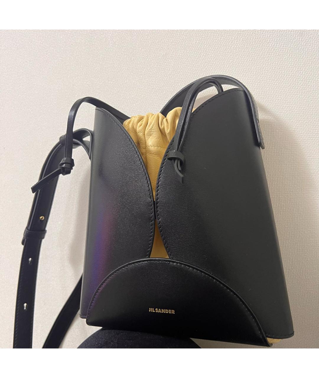 JIL SANDER Черная кожаная сумка через плечо, фото 2