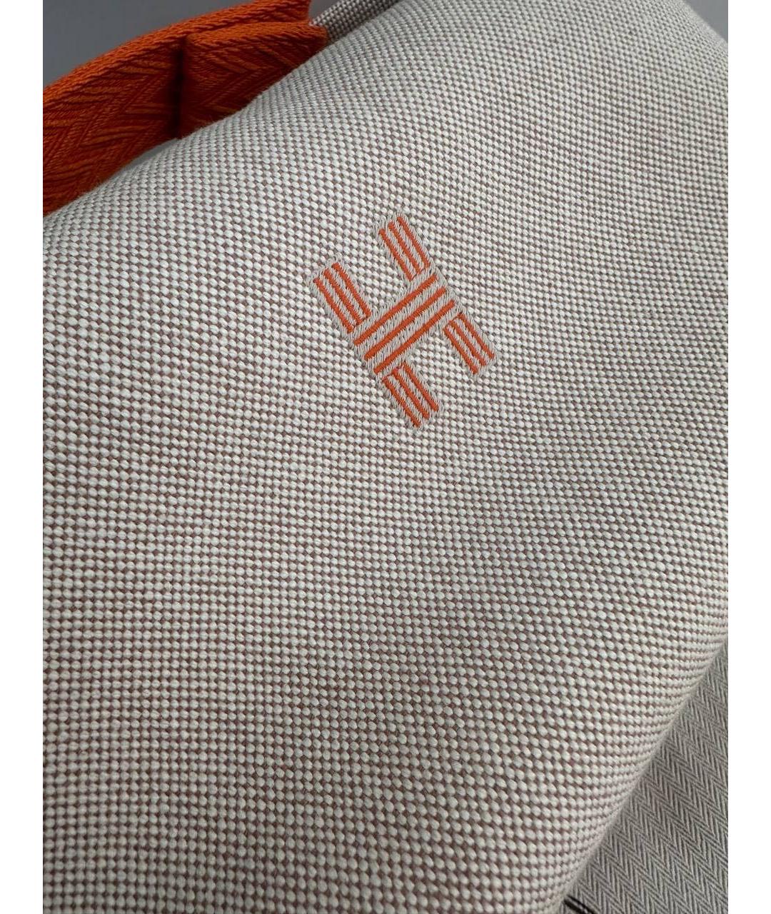 HERMES Бежевая тканевая косметичка, фото 7
