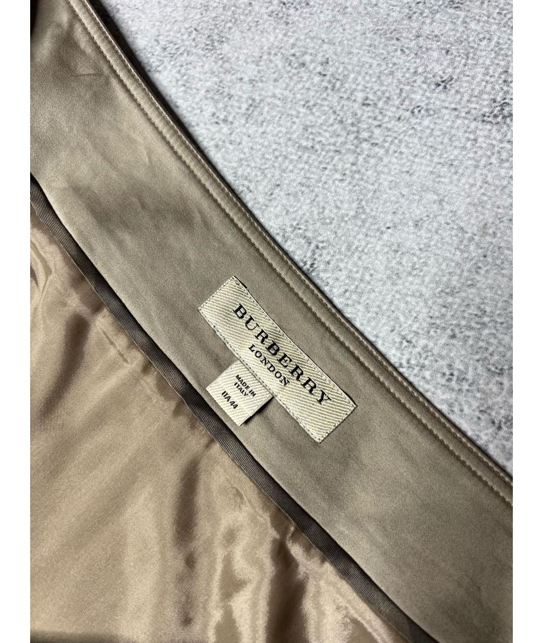 BURBERRY Бежевая хлопко-эластановая юбка миди, фото 5