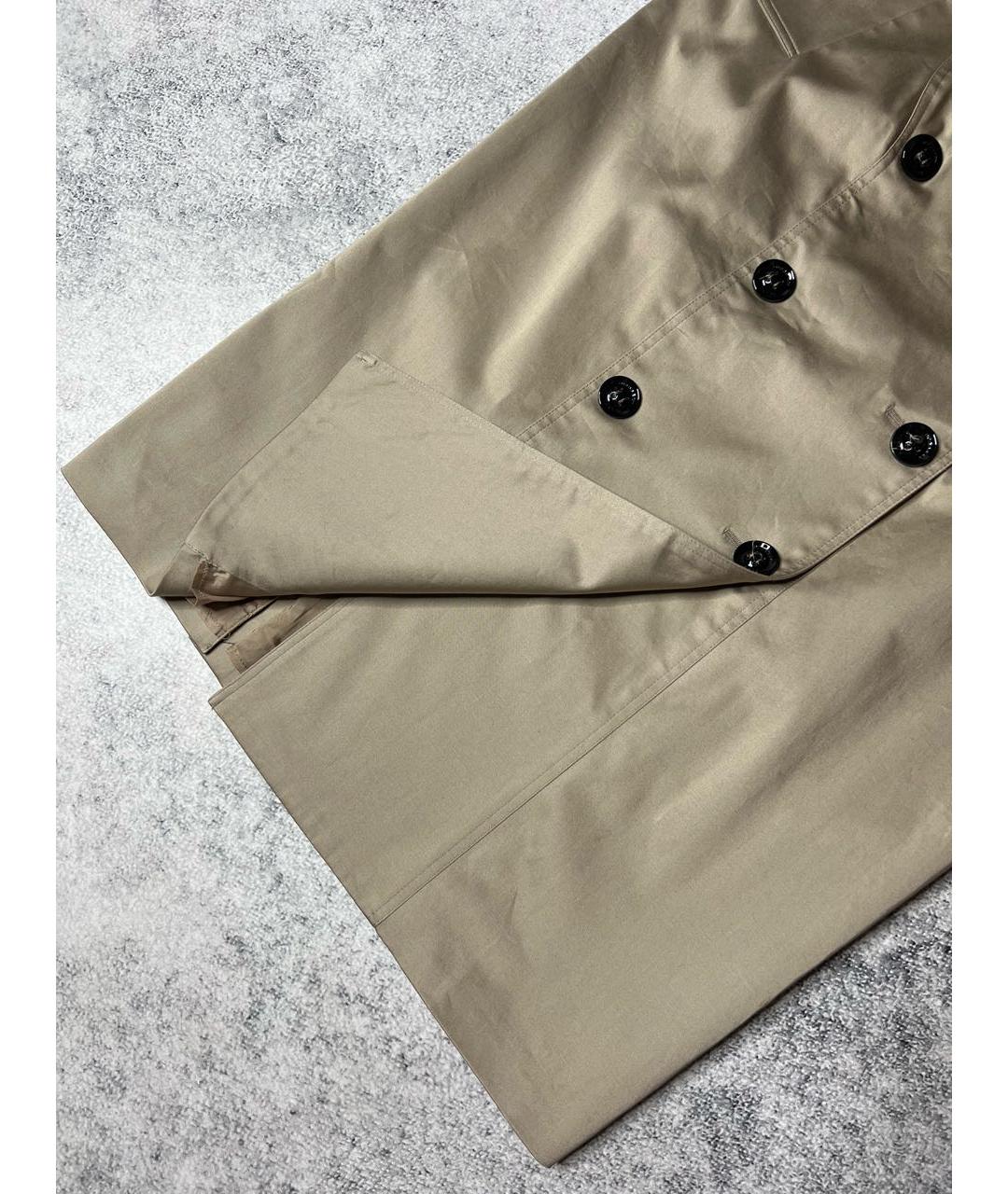 BURBERRY Бежевая хлопко-эластановая юбка миди, фото 3