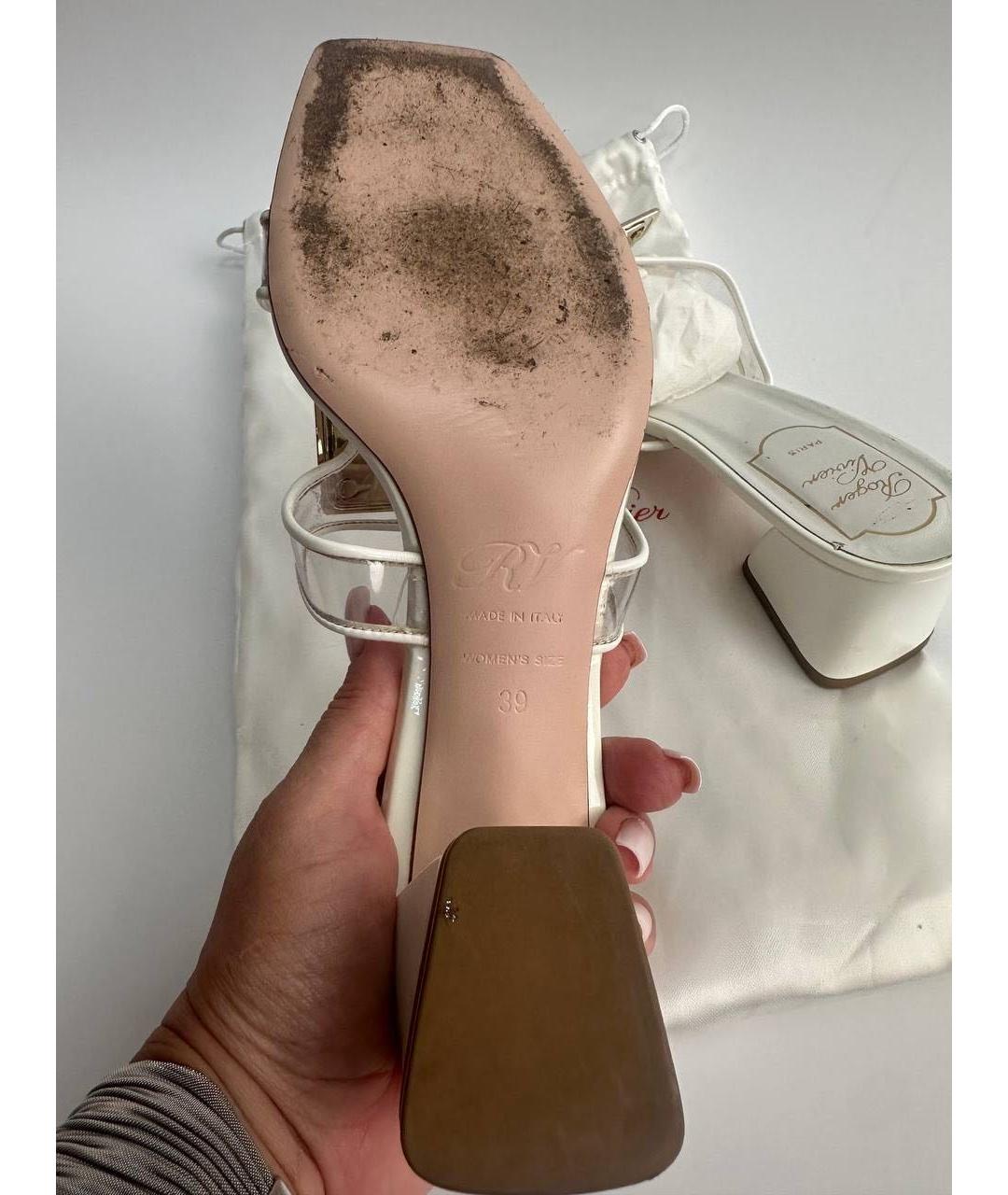 ROGER VIVIER Белые кожаные мюли, фото 7