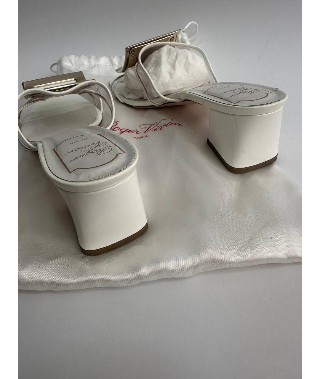 ROGER VIVIER Белые кожаные мюли, фото 4