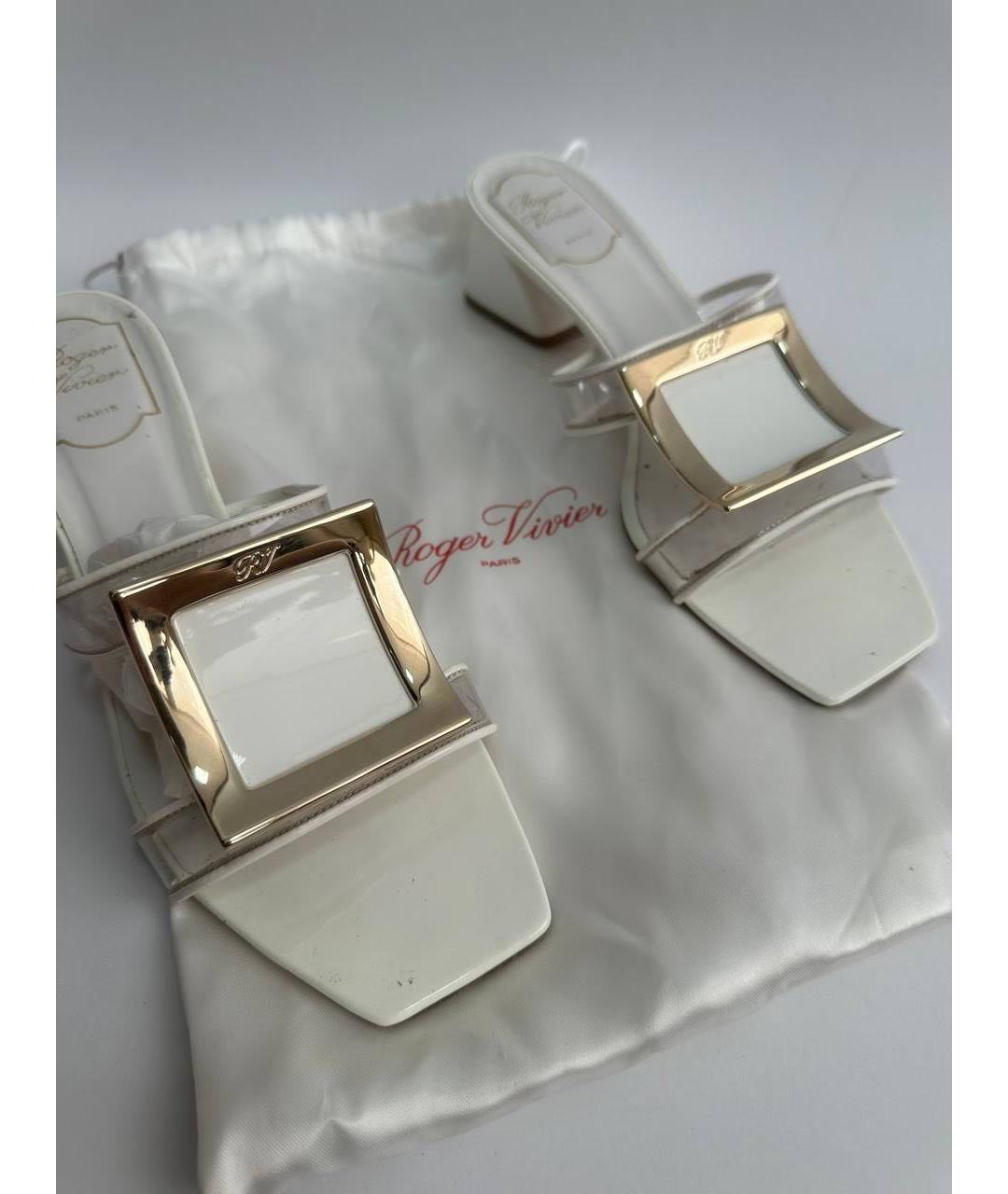 ROGER VIVIER Белые кожаные мюли, фото 2