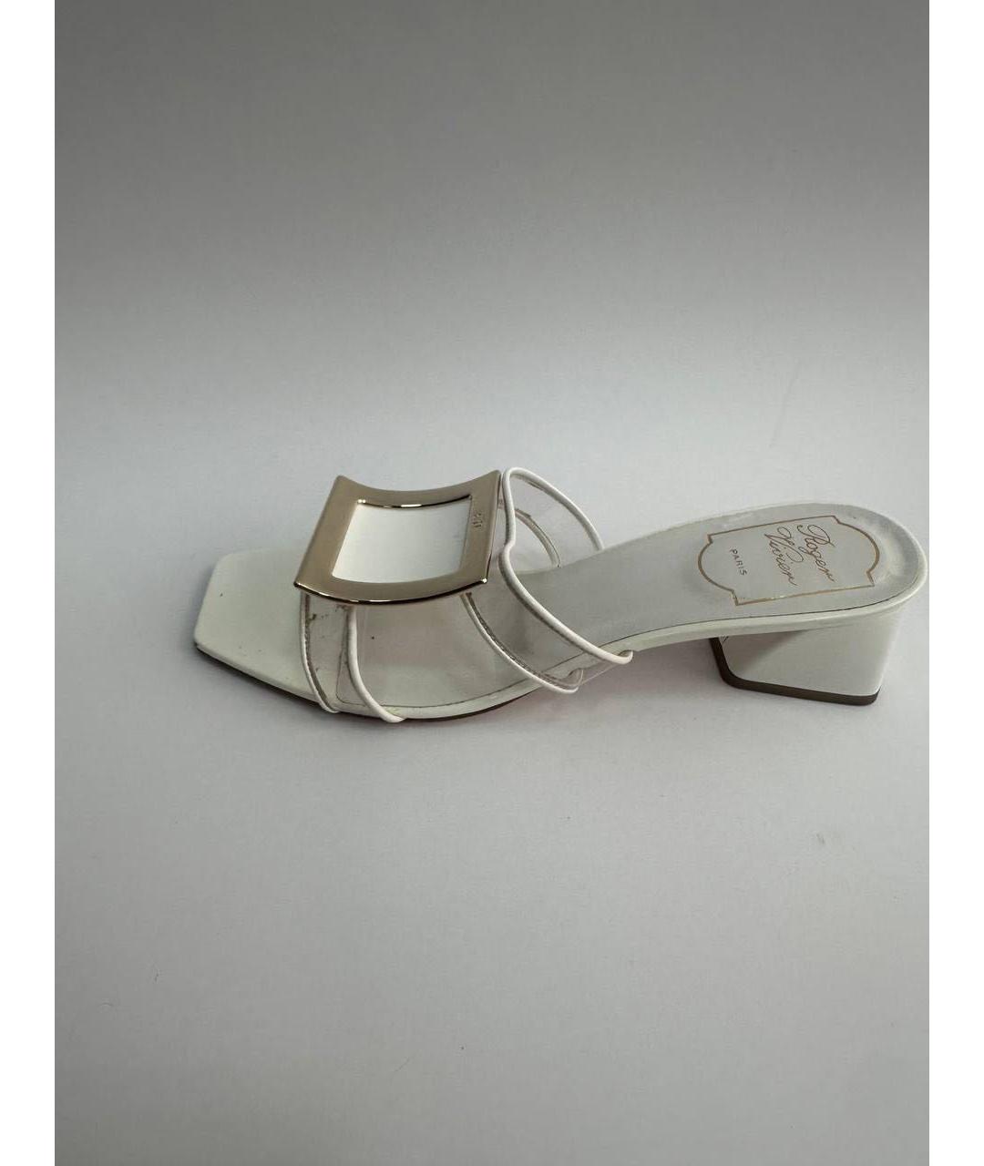 ROGER VIVIER Белые кожаные мюли, фото 9