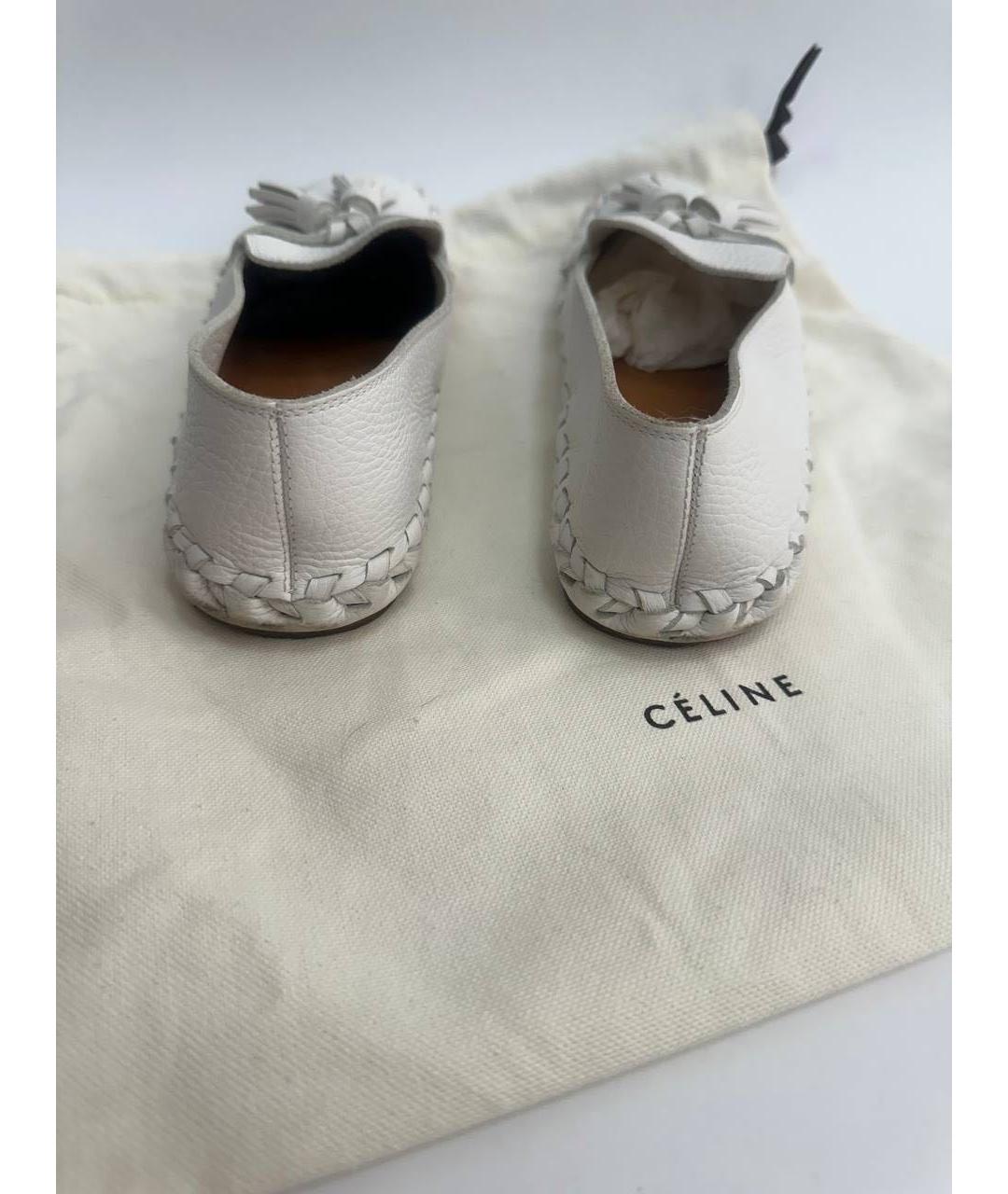 CELINE Белые кожаные мокасины, фото 4