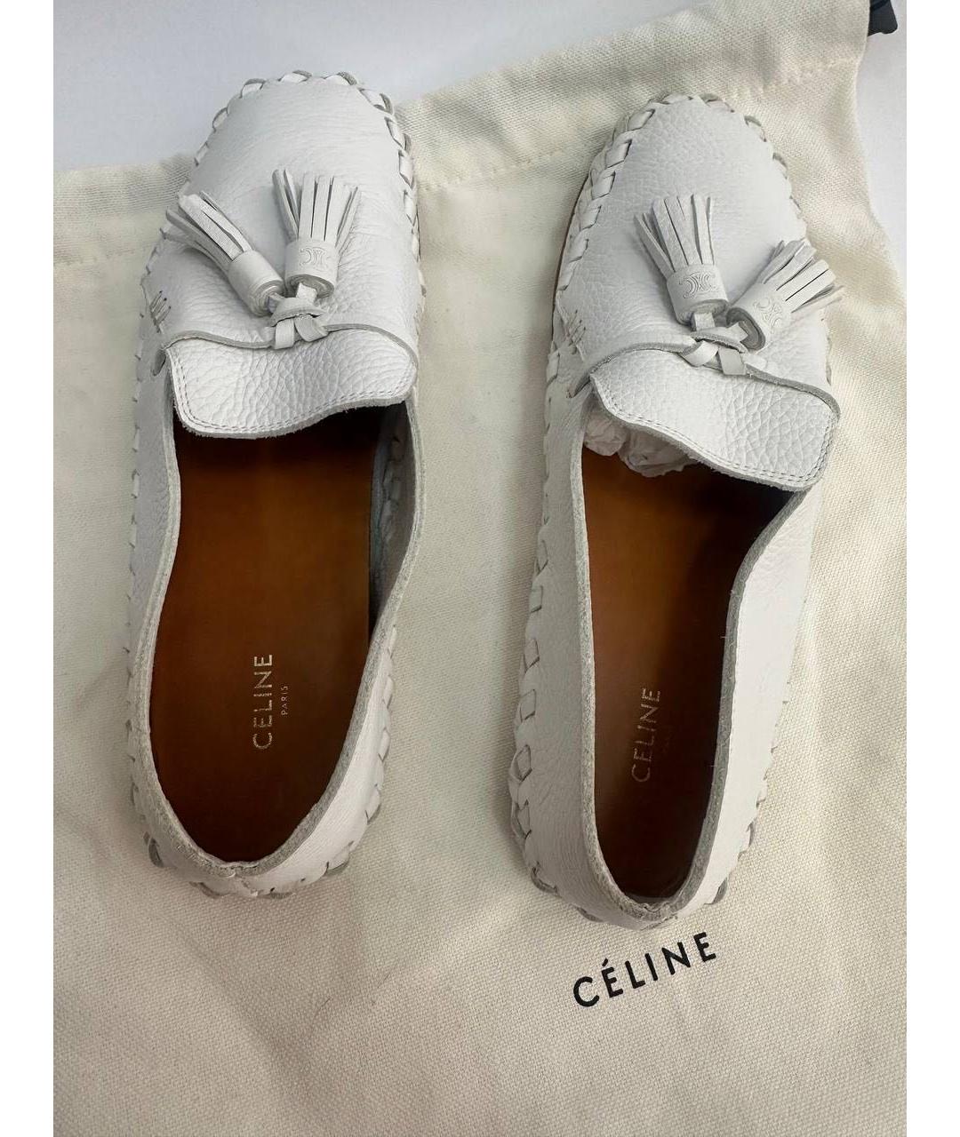 CELINE Белые кожаные мокасины, фото 3
