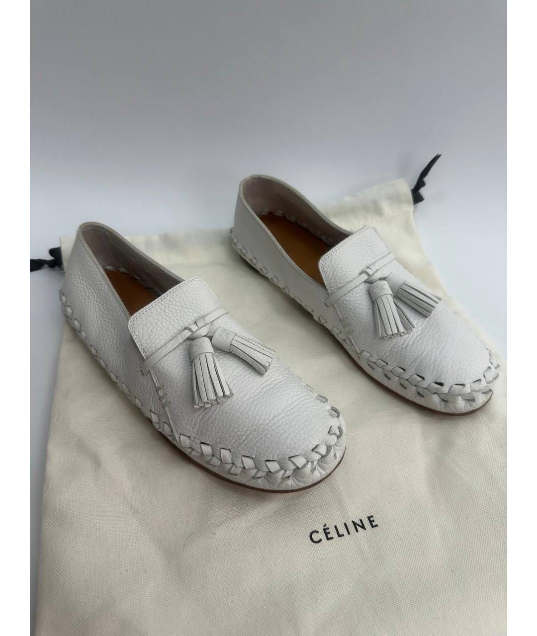 CELINE Белые кожаные мокасины, фото 2