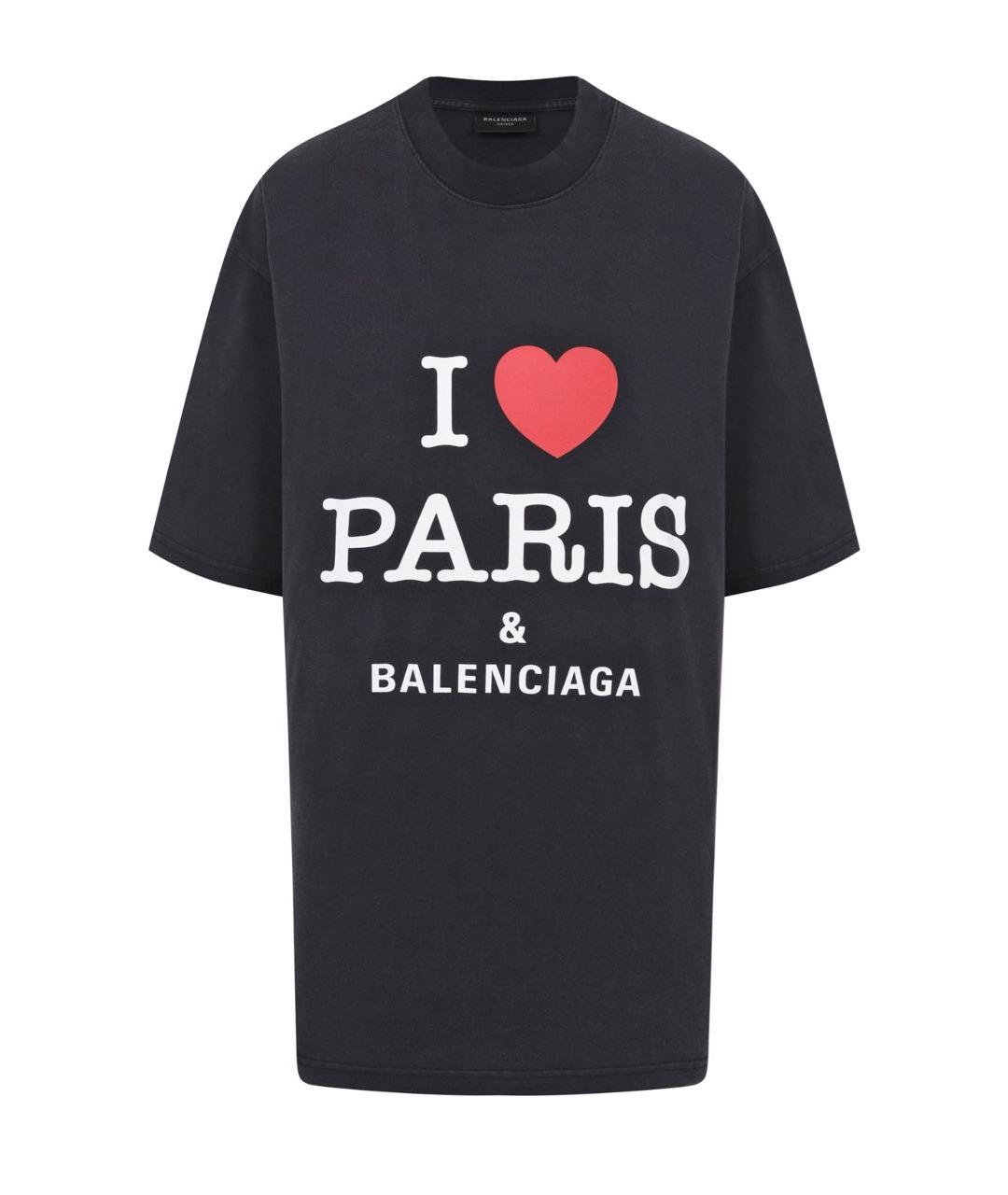 BALENCIAGA Черная хлопковая футболка, фото 1