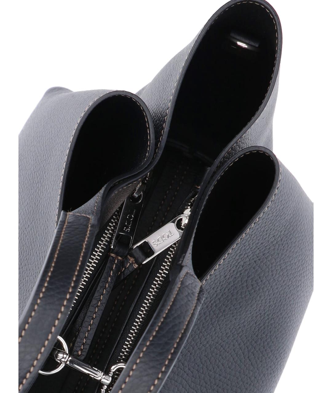 TOD'S Черная кожаная сумка тоут, фото 4