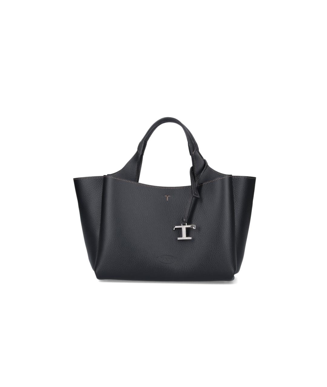 TOD'S Черная кожаная сумка тоут, фото 1