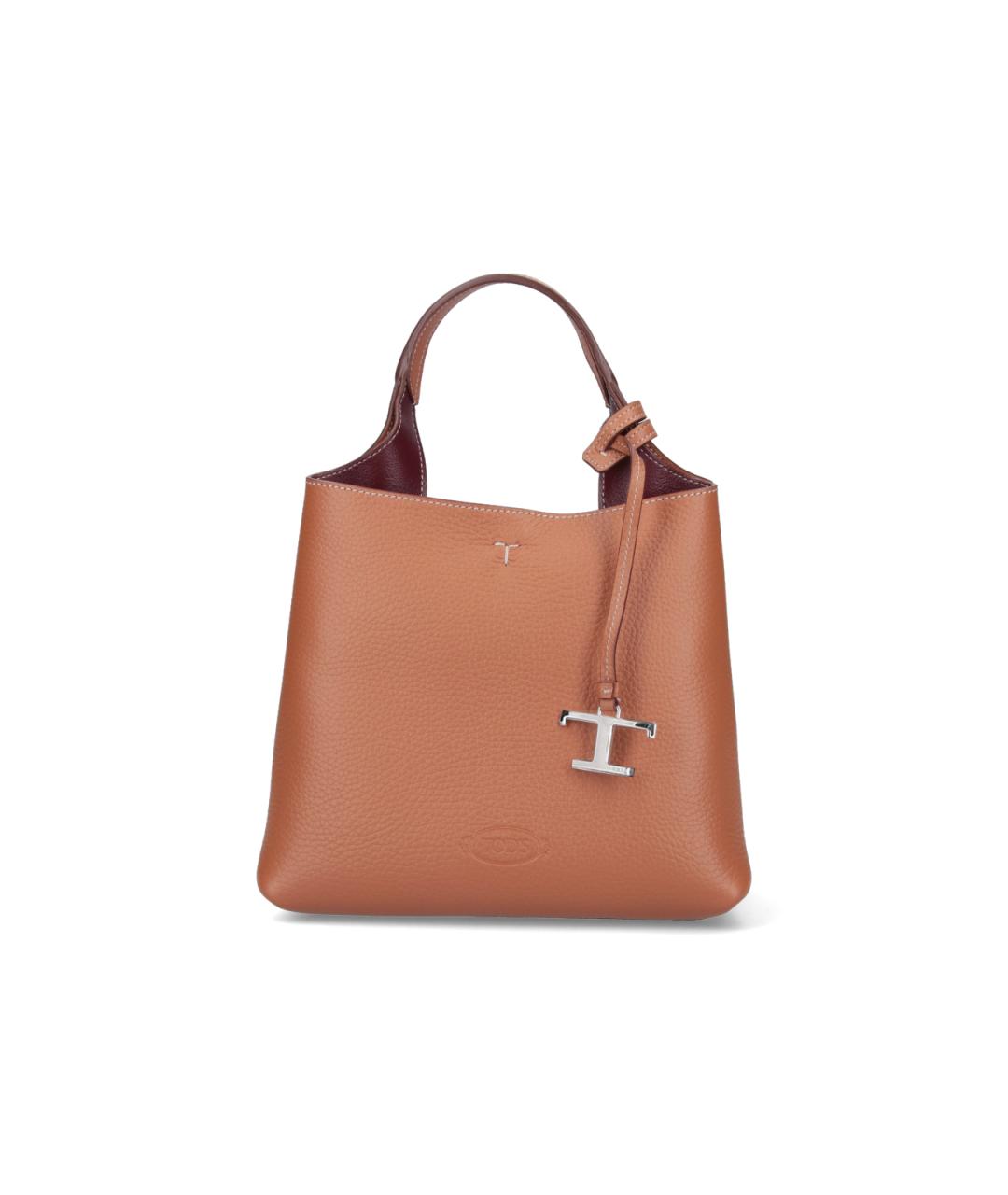 TOD'S Коричневая кожаная сумка тоут, фото 1