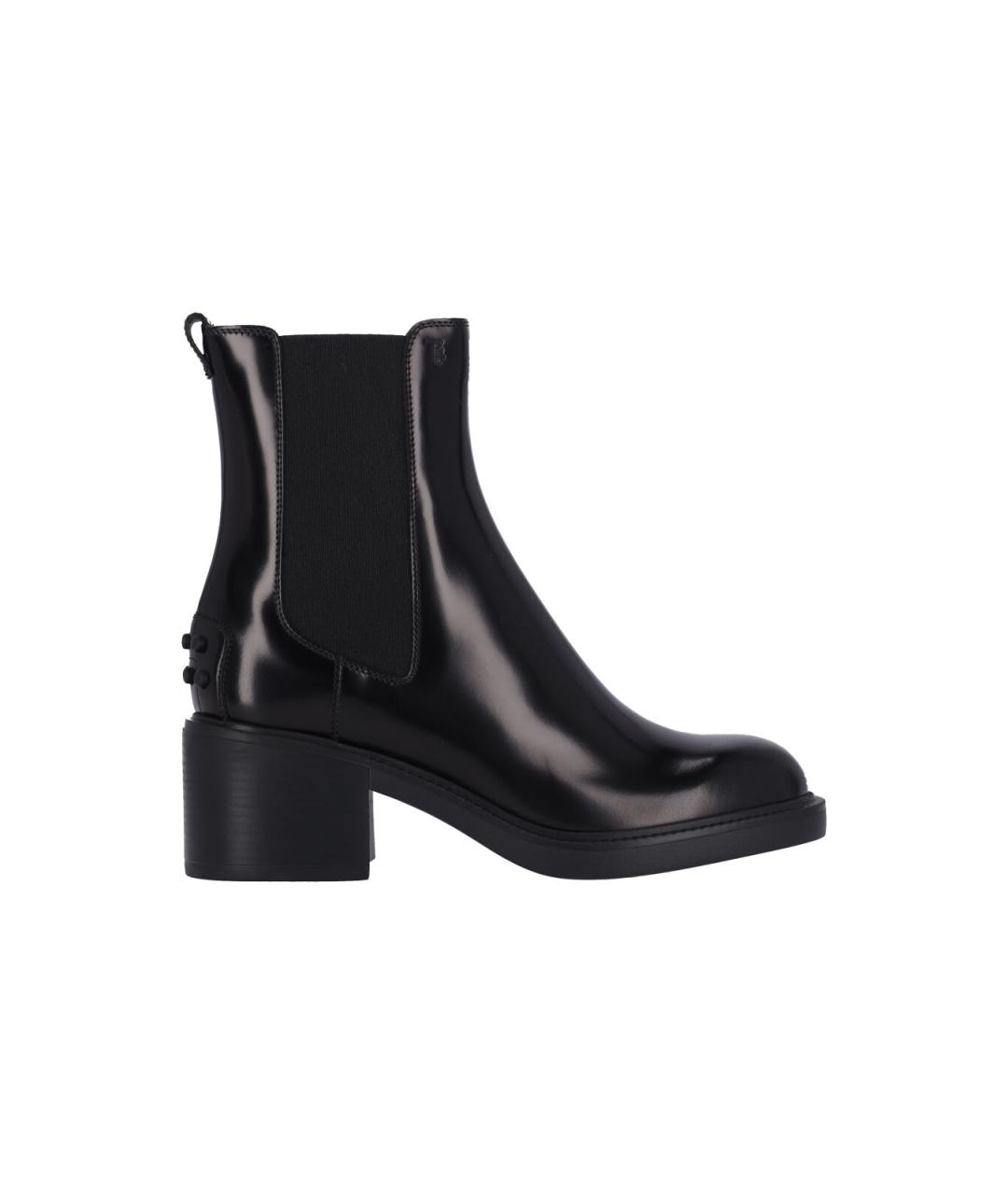 TOD'S Черные кожаные сапоги, фото 1