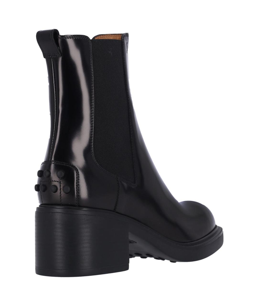 TOD'S Черные кожаные сапоги, фото 4